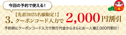 3.クーポンコード入力で 2,000円割引