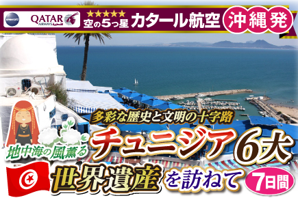 多彩な歴史と文明の十字路 地中海の風薫るチュニジア6大世界遺産を訪ねて7日間（沖縄発）