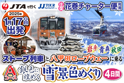 (Aコース)ストーブ列車と八甲田ロープウェーに乗る!銀色に煌めく雪景色めぐり4日間